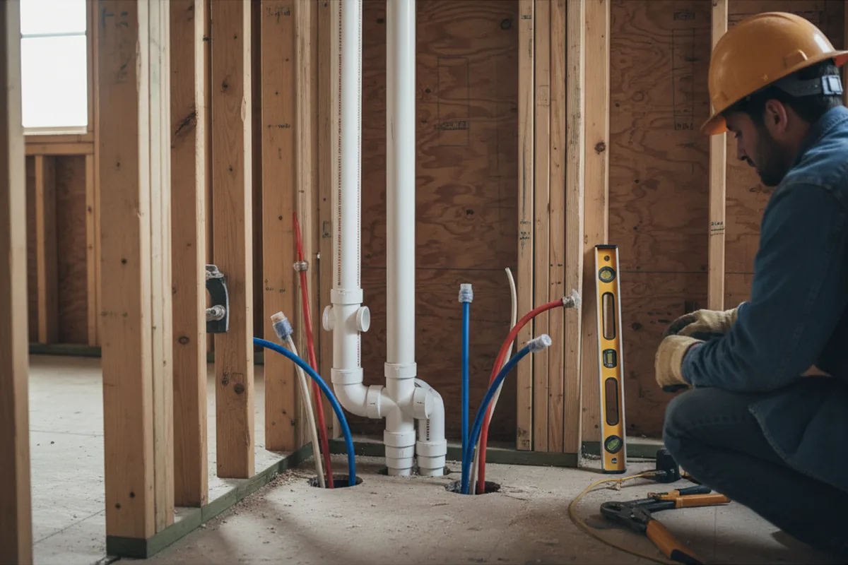 Drain and supply rough-in during Leak Detection in Attica